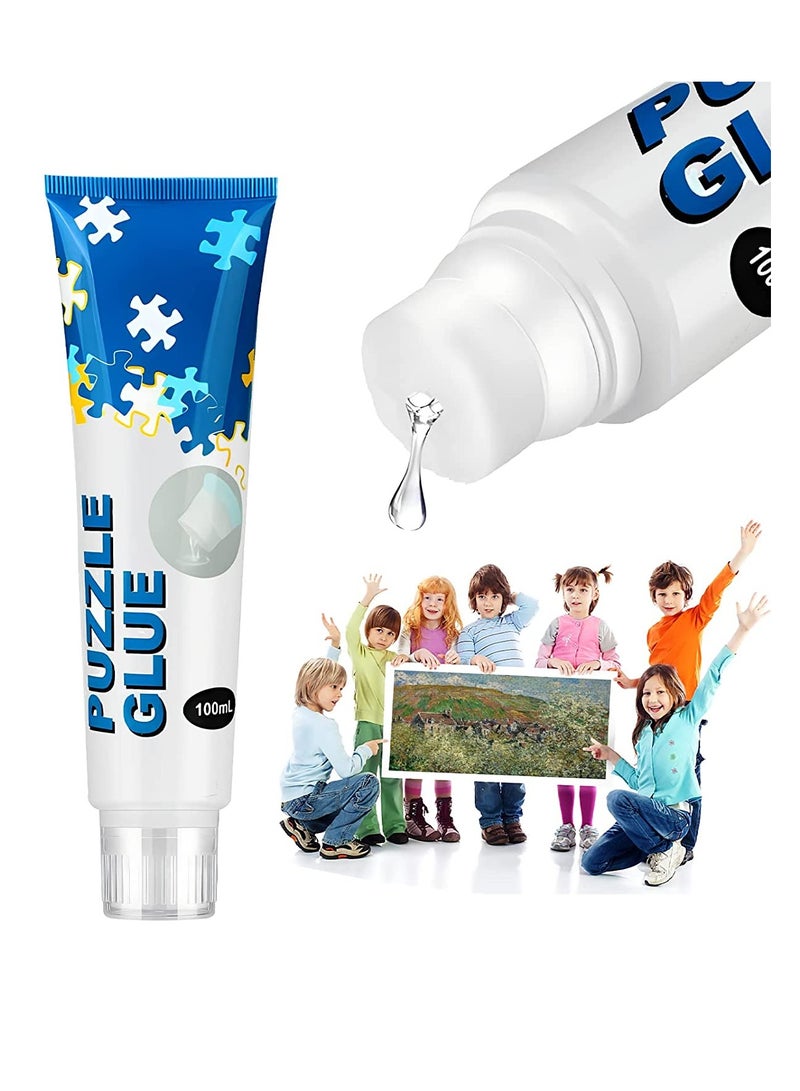 100ML Puzzle Glue Clear with New Sponge Head,Water-Soluble Puzzle Glue for 1000/2000 Pieces Puzzles, Non-Toxic and Quick Dry - Image 1